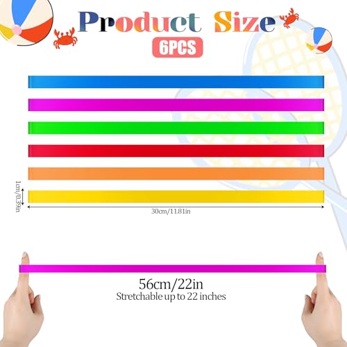 Larrel 6 Stück Handtuchbänder Strand,30 x 1 cm Große Elastische Bands Silikon Strandtuchbänder Mehrfarbig Leichte Strandtuch-Bänder Strandtuchhalter Band Strandzubehör für StrandPool Stühle Strand