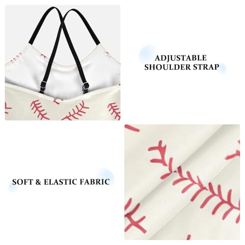 Red Baseball Stitching One Piece Swimsuit, Spaghetti Straps, Cross Back Design, Ages 3T3