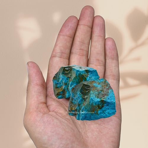 Image of Amazing Gemstone Chrysocolla Shattuckite Raw Crystals and Healing Stones, Natural Rocks for Tumbling - DIY Raw Stones and Crystals, 2 Pieces