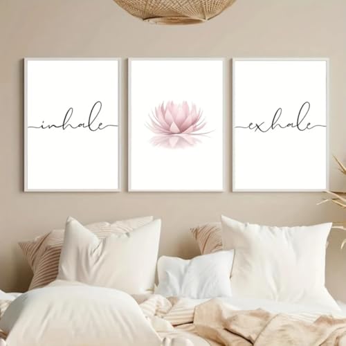 Affiche abstraite méditation lotus rose triptyque décoration zen