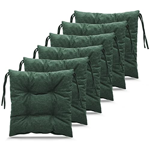 4er Set Stuhlkissen 40cm - Mit Bändern Dunkelgrün