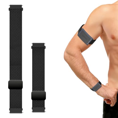 Harikiri 2 Pack 22mm Stretchy Nylon Sport Band Compatible with Amazfit Helio Quick-Release Ankle & Arm Strap, For Ga rmin Venu 3/4 45mm, Venu 2, Vivoactive 4, Forerunner 255/265 for Men Women