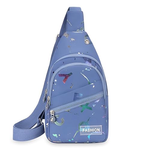 Image of Long Keeper Sling Chest Bag - Crossbody Sling bag for Women Men Waterproof Shoulder Bag Daypack Small Backpack for Travel Hiking Running Sports (Blue Colored Letters)