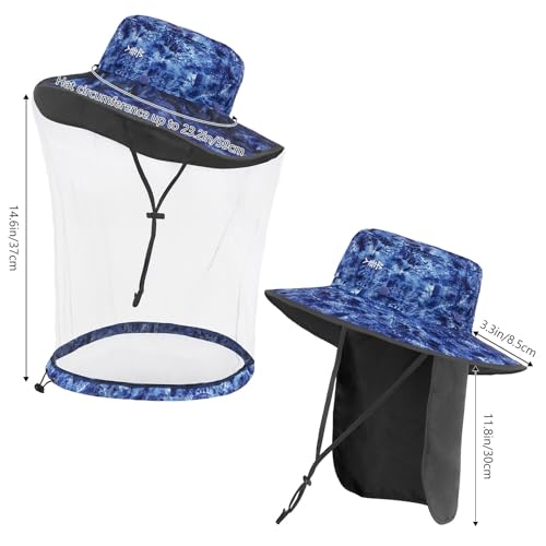 Image of BASSDASH UPF 50+ Mosquito Sun Hat with Hidden Head Net and Neck Flap for Men Women Outdoor Fishing Hiking Camping