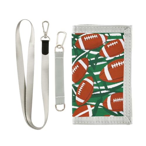 ALAZA Kids Wallets for Boys Girls Toddler Trifold Wallet Children Small Football Stripes with Zipper Coin Pocket