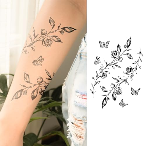 WEEKINK Butterfly & Vine Temporary Tattoo – Elegant Floral Leaf