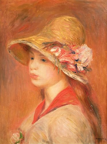 Tableau Jeune femme au chapeau de Renoir impression sur toile déco 60x90cm