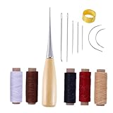 Gadpiparty 14 piezas Kit de Herramientas de Costura para Cuero Agujas Manuales Triangulares y Curvas para Tapicería Lona y Alfombra Accesorios DIY para Reparación y Confección Artesanal