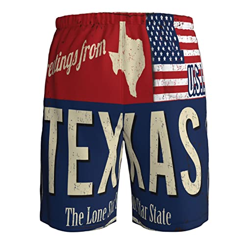 Texas USA State Flag map red Blue Mens Swim Trunks Beach Shorts Summer Sports Running Bathing Suits, White3