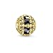 Thomas Sabo Femmes Hommes-Bead Têtes De Mort Karma Beads Argent Sterling 925 plaqué or jaune 18 carats Onyx noir K0240-177-11