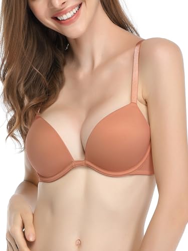 Image of Deyllo Women's Push Up Underwire Bra Super Padded T-Shirt Bra Add Two Cups
