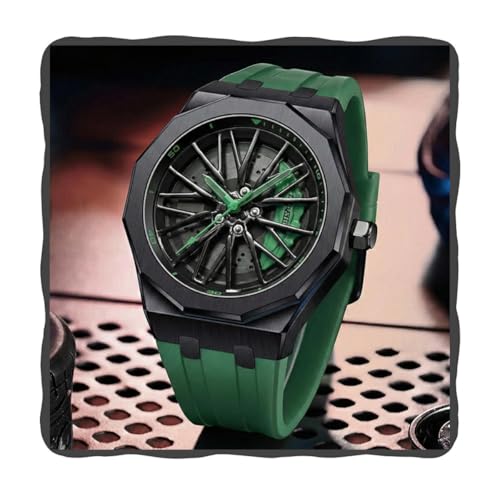 Image of PAPIO Men's Sports Analog Watch with Wheel Design Dial | Metal Case | Silicone Strap | Stylish Casual Watch for Men