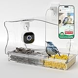 Freesason Smart Bird Feeder with Camera & AI Bird Identifier, 2K HD Auto-Capture Video, Window Mounted with Strong Suction Cups, Unique Tech Gift for Birds Watchers