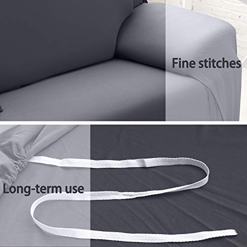 PETCUTE Sofa Cover High Stretch Sofa Protector Elastic L Shape Sofa Slipcover Corner Universal Couch Cover Non Slip Furniture Protector Gray 4 seater - Image 3