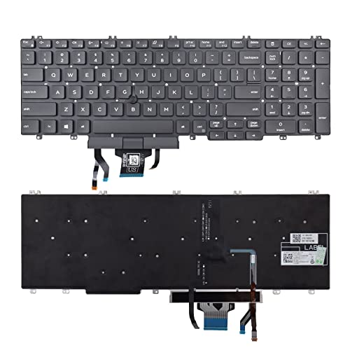 SUNMALL Replacement Keyboard Compatible with Dell Latitude 5500 5501 5510 5511.Precision 3540 3541 3550 3551 with Pointer and Backlight