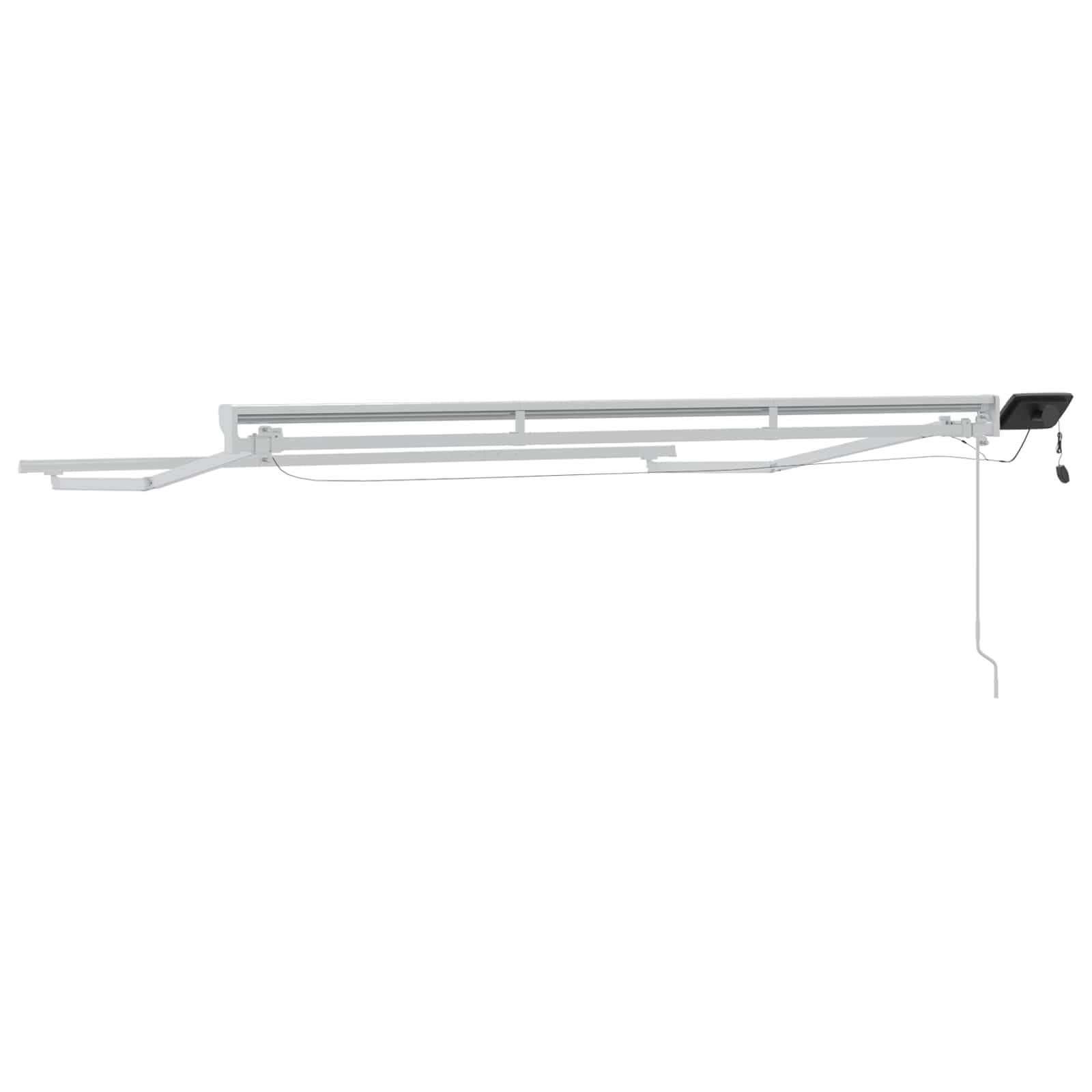 Ręczna rama markizy z diodami LED, biała, 3 x 2,5 m, aluminium, odporna na warunki atmosferyczne, wysuwana, z korbą, półkaseta na taras, do ogrodu, balkonu, ochrona przed słońcem i