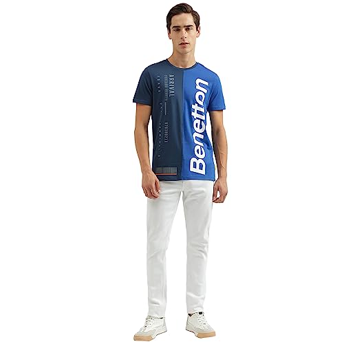 Image of UNITED COLORS OF BENETTON Men's Cotton Printed Regular Fit T-Shirt