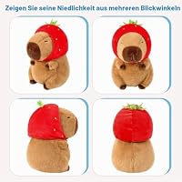 shownicer Plüschtier Capybara Kuscheltier Stofftier Kawaii Capybara Plüsch Kissen Spielzeug Wurfkissen Geschenk für Kinder Mädchen 3+ Jahre (Erdbeere, 45cm) – Ansicht 5