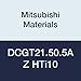 Mitsubishi Materials DCGT21.50.5AZ HTi10 Uncoated Carbide DC Type Positive Turning Insert with Hole, AZ Breaker, Rhombic 55?, 0.25" IC, 0.094" Thick, 0.01" Corner Radius (Pack of 10)