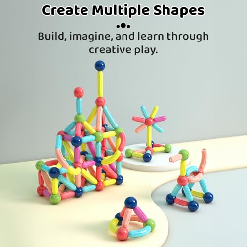 Image of StarAndDaisy Magnetic Sticks Building Blocks for Baby & Infant / Kids Toys for Boys Age 3+ , Educational Stem Learning Magnet Stick / Magnetic Balls and Rods Set Educational Magnet Building Blocks