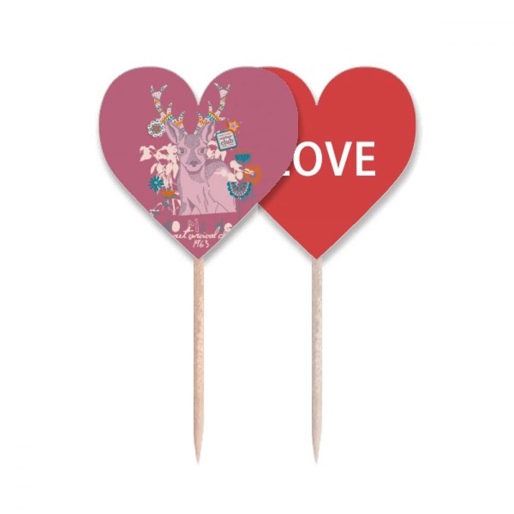 Drapeau cœur renne de Noël artistique : étiquette délicate et pic cupcake premium