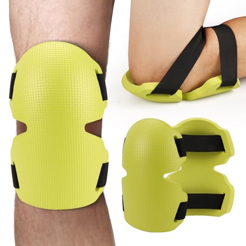 Fiohiros Garden Knee Pads EVA Foam Soft & Shock Absorbent Adjustable Double Hook & Loop Fasteners Waterproof & Corrosion-Resistant Knee Protection for Workers & Gardeners (Green)
