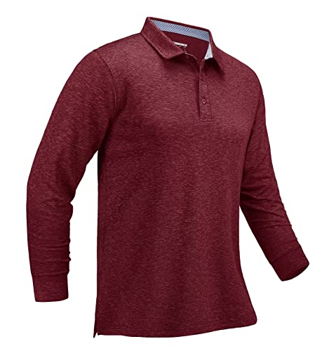 Magcomsen Polo Shirts For Men Long Sleeve Golf Shirts Quick Dry Shirts Fishing Shirts Casual Shirts Work Shirts Golf Polo Shirts Outdoor Shirts Workout Shirts Wine Red S #TOP17