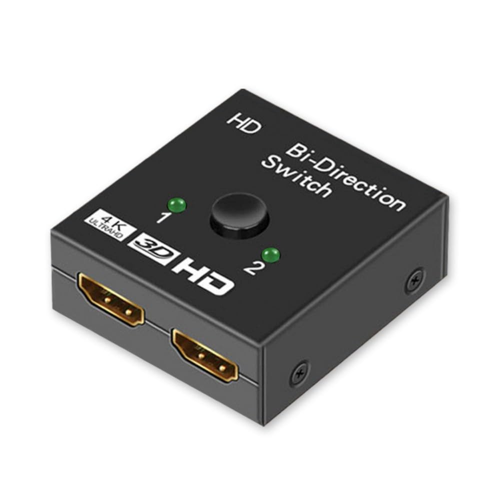 Suckoo Replacement 2 Port HDMI Switcher 2 in 1 Out 1 in 2 Out Compatible with Computer Host DVD Player Graphics Card External HDMI Monitor TV Projector Select Switch Box 2.0 4K30HZ 1 Host at a Time