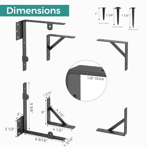 Image of Anti Sag Wooden Gate Hardware Kit, Corner Bracket Frame Brace for Wood Gate with Self-Lock Latch, Heavy Duty for Outdoor Deck Fence Porch Shed Driveway Yard Garden Outside Pool Farm, 2-Pack