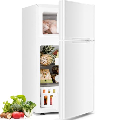Antarctic Star Compact Refrigerator with Freezer,2 Door Mini Fridge,Adjustable Shelf,Adjustable Thermostat,for Bedroom,O - Detailed View