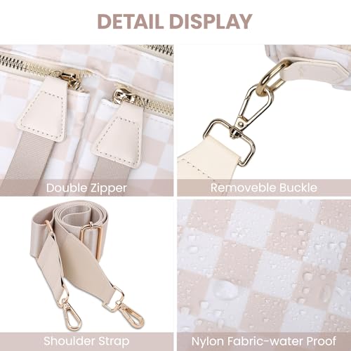 Image of hibear Checkered Crossbody Bag Spacious Bum Bags for Women Nylon Crossbody Fanny Packs Checkered Purse Belt Wallet