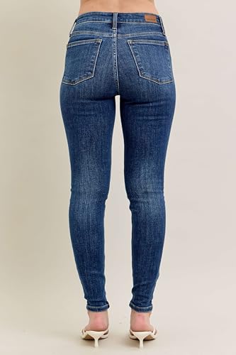Judy Blue Mid Rise Handsand Classic Skinny Jeans for Women2
