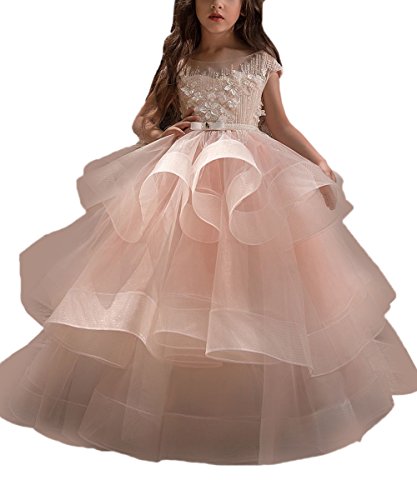 WDE Long Little Girls Pageant Dresses for Wedding Kids First Communion Prom Ball Gown2