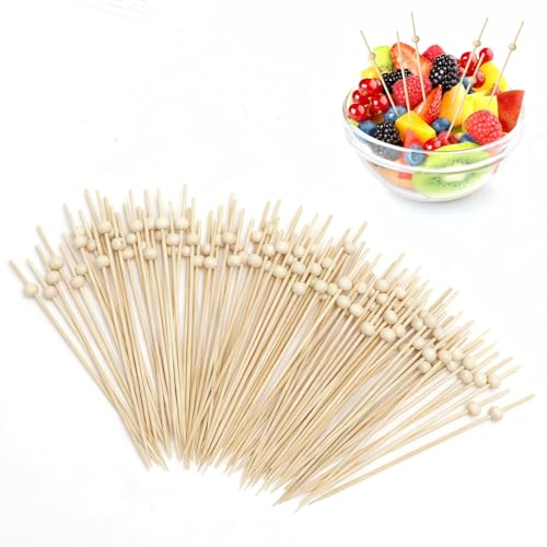 KQDRAVINE 100 brochetas de madera para decoración de cócteles, para aperitivos, para aperitivos, comida para fiestas, palillos de fruta, accesorios para comida para dedos (12 cm)