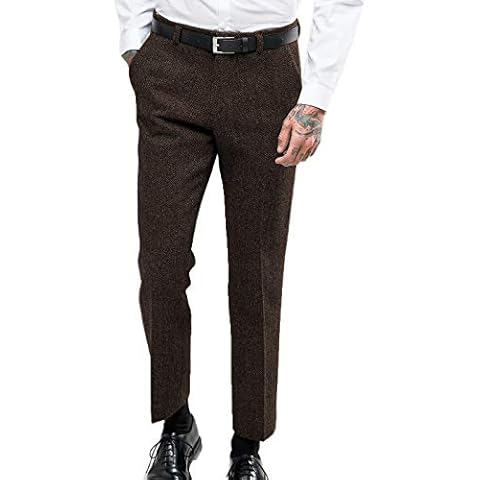 HSLS Men's Vintage Herringbone Dress Pants Cover