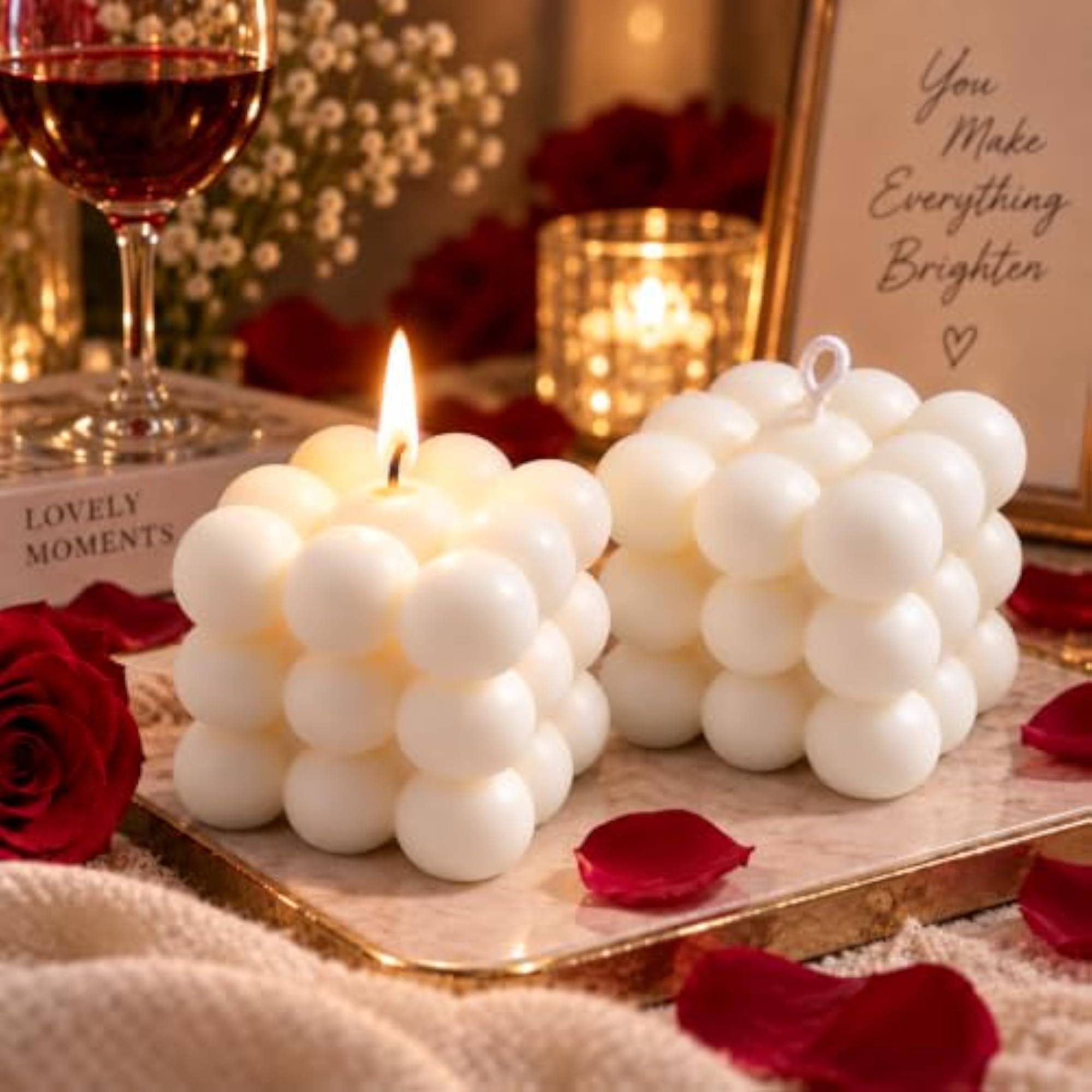 Bubble Cube Candle, Pack of 2, Decorative Scented Candles