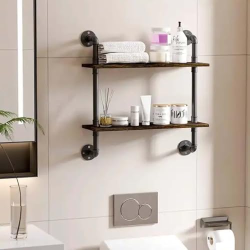 工業用パイプフローティングシェルフ 素朴なバスルーム収納ラック 2/3段 キッチンスパイスラック 装飾ディスプレイ棚 寝室 リビング