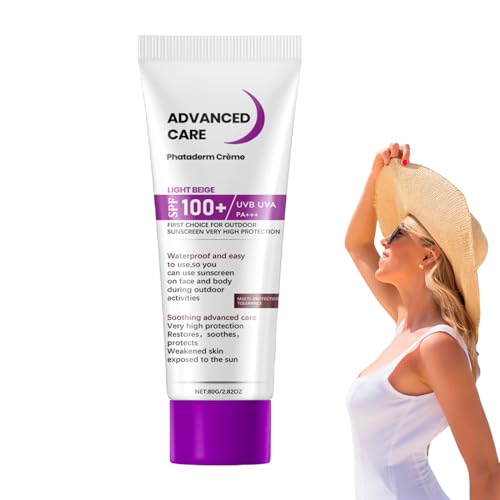 Sun Block SPF 100 - Crema de espectro amplio para protección exterior, protección solar ligera para los días de piscina y playa, loción de tamaño de viaje para la defensa diaria de los rayos UV, 80 G