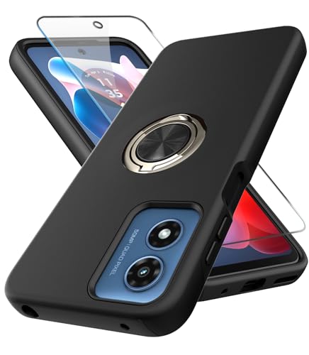Coque antichoc Motorola Moto G Play 2024 avec béquille rotative et verre trempé