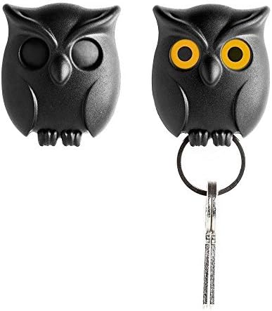 QUALY Night Owl Keyring Holder by Design Studio. Black Color. Cool Home Decor. Unusual Wall Decoration. Unique Gift. by