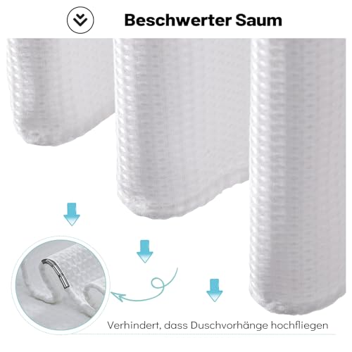 Rideau de douche extra large imperméable avec 16 crochets - 8