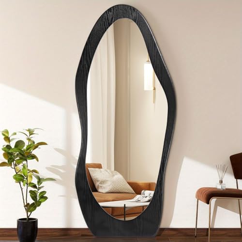 FEUFOAM Full Length Mirror Black Irregular Wavy Mirrors 59