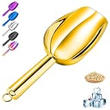 Haizsijin Metal Ice Scoop - 3 Oz Multipurpose Stainless Steel Ice Scooper for Maker, Bar, Party, Freezer, Popcorn, Flour, Dog Food (3oz-Gold)