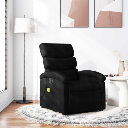 Sillón reclinable manual tela negro miniatura 2