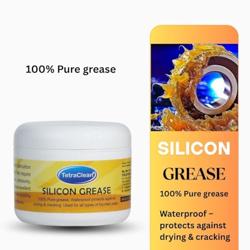 Image of TetraClean Silicone Lubricant Grease /Odourless, Non-Toxic, Waterproof | Lubricates Plastic /Rubber, Metal & Electrical Parts /Anti-Rust, Heat-Resistant /Shine & Protection 100% Pure Grease, 100g