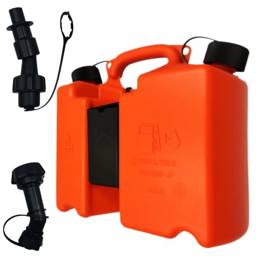 DZDY 00008810113 Fuel Container with 2 nozzles ，Smart Control Spout Drum Special Combination Oil Pot for Chainsaws ，Fuel Can 5 L + 2L Oil with Two Tool Carriers Suitable for Shtil Chainsaw
