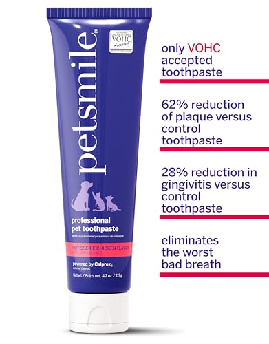 Image of Petsmile VOHC Accepted Toothpaste, Rotisserie Chicken 4.2 Oz, Cats + Dogs | Pet-Approved, Calprox Powered, Fights Plaque + Tartar, No-Brush Required, Human-Grade, 6-Month Supply, Clinically Proven