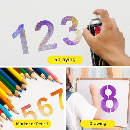 6 Inch Plastic Number Stencils - Reusable Digital Templates for Cake, Address, Painting