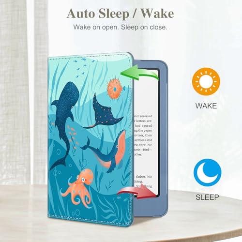 Image of Fintie Case for 7 inch /6.8 inch Kindle Paperwhite(12th /11th Generation-2024 /2021) and Kindle Colorsoft Signature Edition -Slim Foldable Stand Cover Auto Wake /Sleep for Paperwhite 2024, Blue Ocean