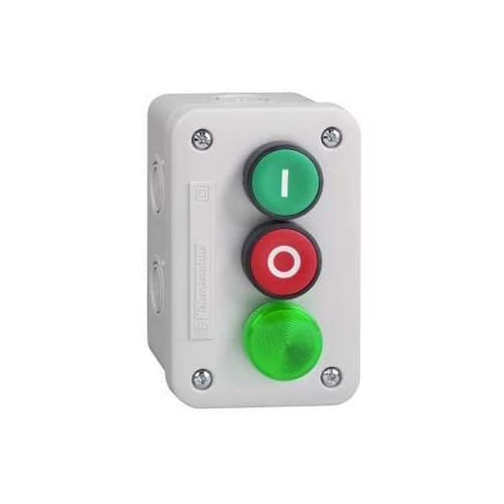Boîtier de commande 2 pulsants vert rouge marqué 1 pilote lumineux